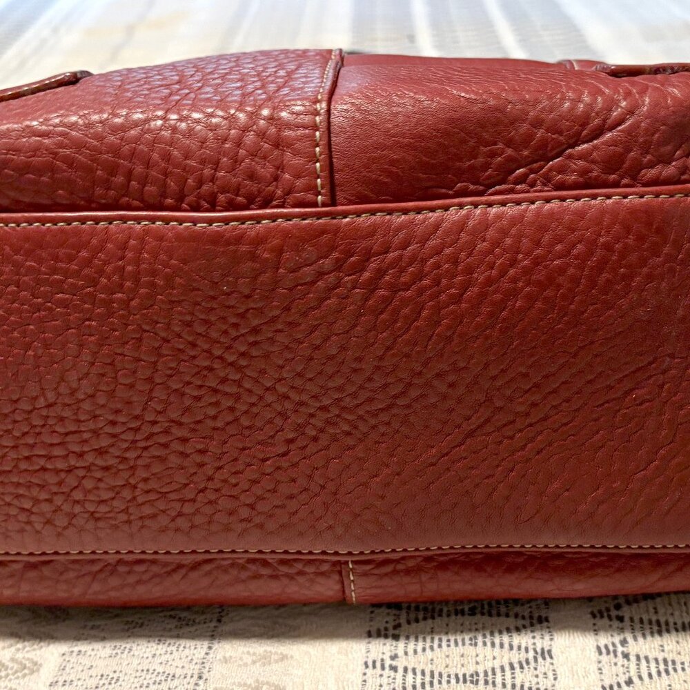 Sundance Catalog Red Pebble Leather bucket bag with big side pockets - Picture 4 of 5
